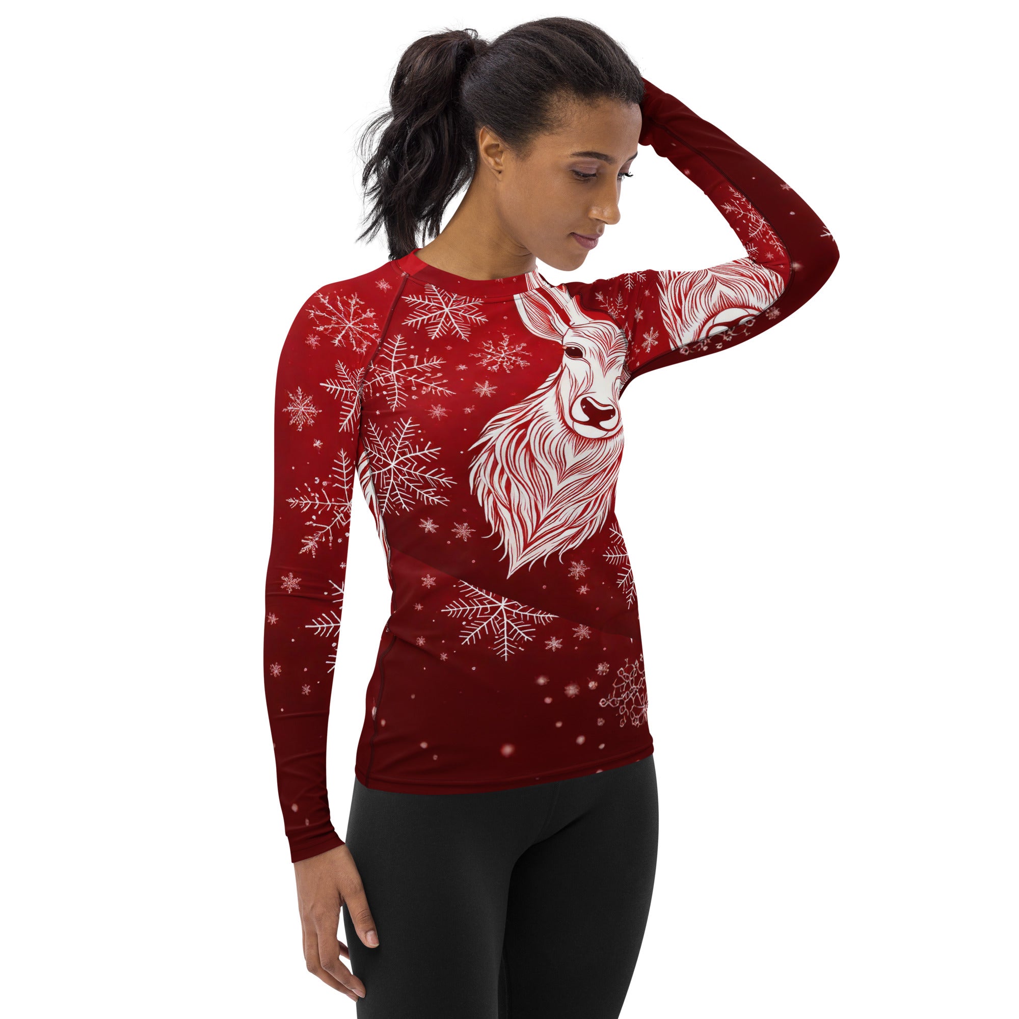 Red and White Christmas Girl's Pullover. Christmas Long Sleeved Sweater Party Top. WickedYo.